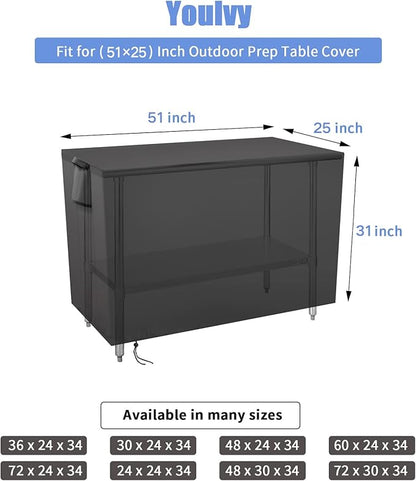 Outdoor Grill Table Cover for BBQ Mall Pizza Oven Cart Table,Waterproof Patio Pizza Oven Cart Cover - 51 X 25 X 31 Inch