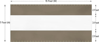 Covers & All Outdoor Clear Panel Curtain, 12 oz Vinyl Outdoor Curtains for Patio, Weather Resistant Waterproof Tarp with Brass Grommets for Pergola, Porch, Gazebos, Balcony (7'H x 15'W Feet, Beige)