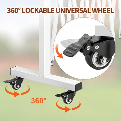 TECSPACE Aluminum Expandable Garden Fence, Portable Barricade Gate with Casters, Expansion Size 201×15.2×40.6 inches, Adjustable Flexible Fence Mobile Barricade Safety Barrier
