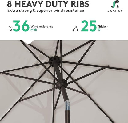 JEAREY 9FT Outdoor Patio Umbrella, Market Umbrella, Fog Gray | Outdoor Table - Image 5