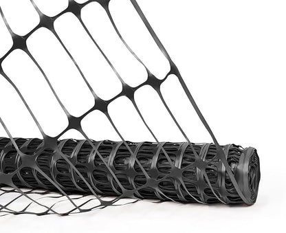 Fencer Wire 4 ft. Safety Fence, 100 ft. Black Plastic Fencing Roll for Construction, Pet and Event Fencing, 4 cm x 10 cm Mesh