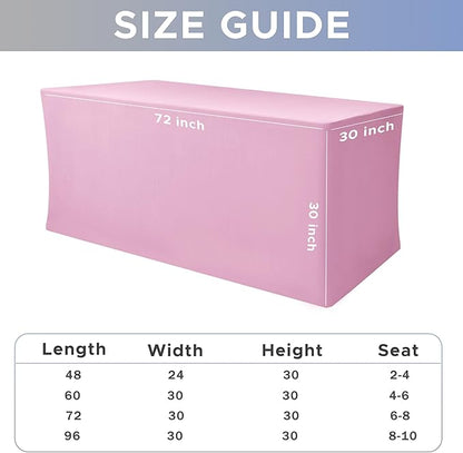 Nasitos Pink Fitted Table Covers Stretch Spandex - 72 x 30 Inch - 2 Pack Rectangle Table Clothes for 6 Foot Folding Tables, Wrinkle Resistant Tablecloths for Parties, Trade Show, Craft Show, Birthday