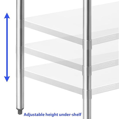 GRIDMANN Stainless Steel Work Table 30 x 24 Inches, NSF Commercial Kitchen Prep Table with Under Shelf for Restaurant and Home