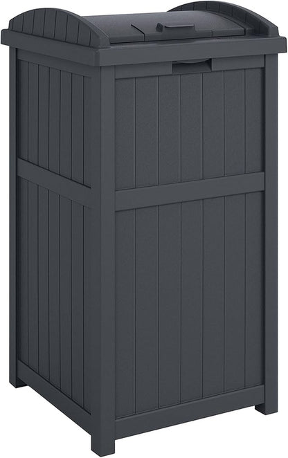 Suncast 4 Pack Outdoor Waste Bin Trash Hideaway Container with Latching Lid, 33 Gallon Capacity