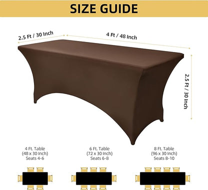 2-Pack 4ft Spandex Table Covers for Rectangular Folding Tables - Wrinkle Resistant Stretch Tight Table Cloths - Ultimate Fitted Table Protector for Parties, Banquet, and Wedding