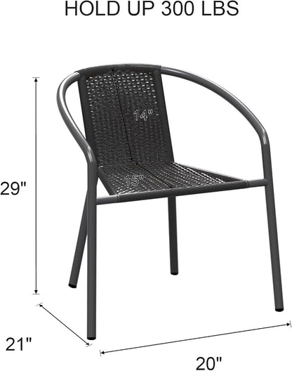 Grezone 4-Piece Rattan Indoor-Outdoor Restaurant Stack Chair Versatile and - Image 3