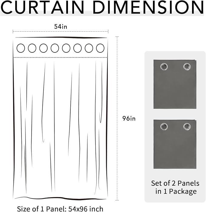 Easy-Going 100% Waterproof Outdoor Curtains 54x96 inch, Dark Grey | Windproof - Image 7