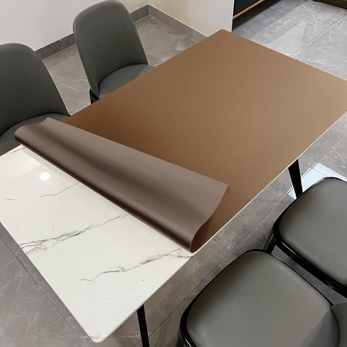 Leather Table Cover,1.8mm Thick,40x60 Inch Table Protector,Table Protector for Dining Room Table,Table Pads for Dining Room Table Rectangular.(Mud Color+Champagne Gold,40x60)