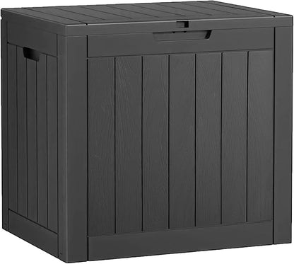 Outdoor Storage Deck Box Waterproof,Garden Tool,Backyard Cushion,Poolside Storage,Small Resin Delivery Boxes for Outside,Lockable Lid (32 Gallon, Black)