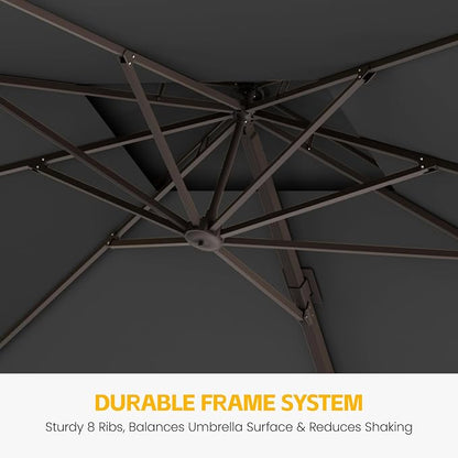 9x12 FT Patio Cantilever Umbrella, Rectangular Heavy Duty Offset Umbrella - Image 4