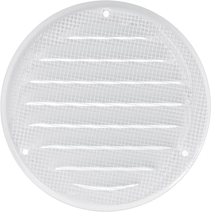Repa Market 4 Inch (Opening Dimensions) Round Air Vent Cover/White Galvanized Steel Louvered Grill Cover with Mesh Screen/Wall or Ceiling Vent/HVAC Register for DIY Home Improvement