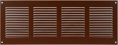 Repa Market Air Vent Cover 16x6 Inch (Outer Dimensions) Brown Galvanized Steel Louvered Grill Cover with Mesh Screen/Wall or Ceiling Vent/HVAC Register for Indoor and Outdoor Ventilation