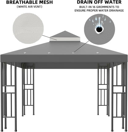Sumfaller 10x10 FT Gazebo Replacement Canopy Top Cover | Double Tiered Canopy - Image 5