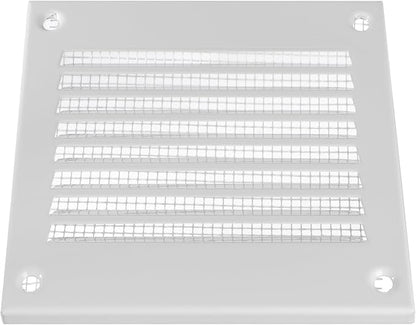Vent Systems 4'' x 4'' Inch Pack of 5 White Air Vent Cover Metal Air Return Grill with Built in Pest Guard Screen HVAC Vent Cover for Home Improvement Vent Duct Cover 100x100 mm