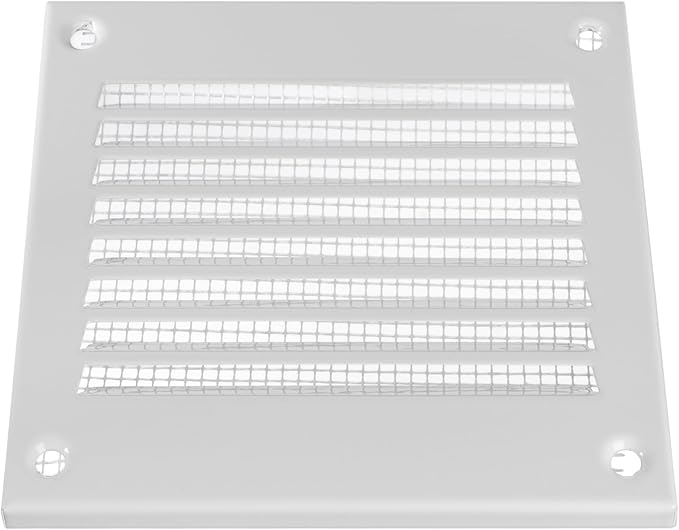 Vent Systems 4'' x 4'' Inch (Overall Dimensions) Pack of 20 - White Air Vent Cover - Metal Air Return Grill with Built in Guard Screen - HVAC Ducting Vent Duct Cover for Interior, Exterior Use
