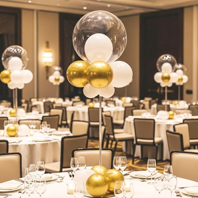 Reusable Acrylic Balloon Stand Kit – Heavy Duty Tabletop Display with Sticks and Base, Ballon Stands for Centerpieces, Centerpiece Table Decorations for Parties (6 Pack 24 inch)