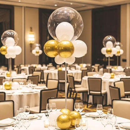 Reusable Acrylic Balloon Stand Kit – Heavy Duty Tabletop Display with Sticks and Base, Ballon Stands for Centerpieces, Centerpiece Table Decorations for Parties (12 Pack 24 inch)