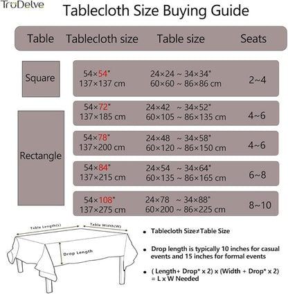 TruDelve Heavy Duty Vinyl Table Cloth Plastic Table Cloth Waterproof Wipeable PVC Tablecloths for Rectangle Tables (54'' x 78'', Lattice-2)