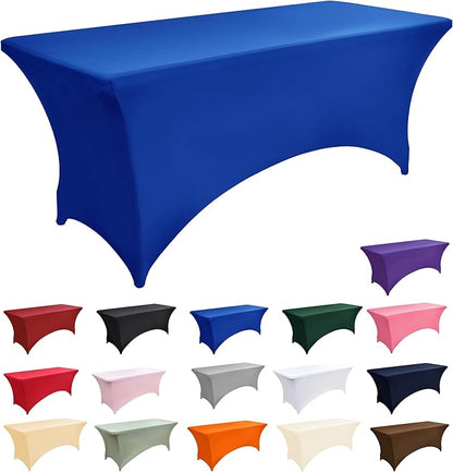 2-Pack 4ft Spandex Table Covers for Rectangular Folding Tables - Wrinkle Resistant Stretch Tight Table Cloths - Ultimate Fitted Table Protector for Parties, Banquet, and Wedding