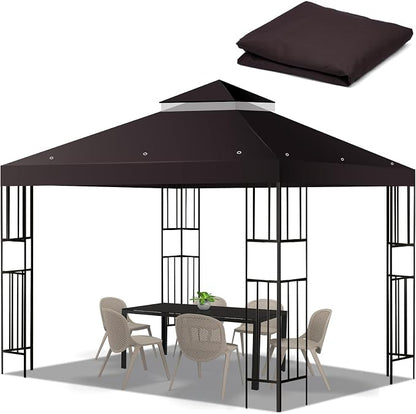 10x10 FT Gazebo Replacement Top, Canopy Replacement Cover Double Tiered by FLAGLY