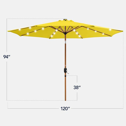 Best Choice Products 10ft Solar Market Patio Umbrella w/Woodgrain Pattern Pole - Image 2