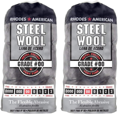Homax Rhodes American Metal Polishing Steel Wool, Very Fine Grade #00, 12 Pads by Homax