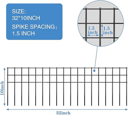 32x10-inch No Dig Animal Barrier Fence, 20 Pack Black Dig Protective Fence with 1.5 inch Spike spacing, Dog/Rabbit/Groundhog Underground Defence, for Outdoor Garden Patio