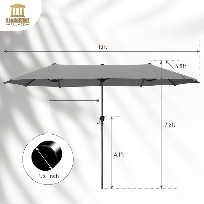 HERA'S PALACE 13 ft Large Double-Sided Twin Patio Umbrella, Outdoor Market - Image 6