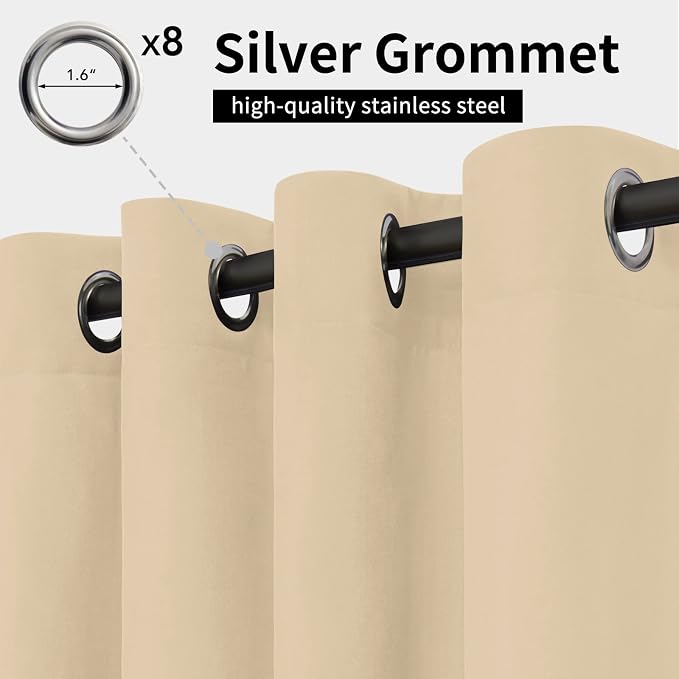 Easy-Going Outdoor Curtains for Patio 2 Panels, 54x84 inch, Weatherproof - Image 2