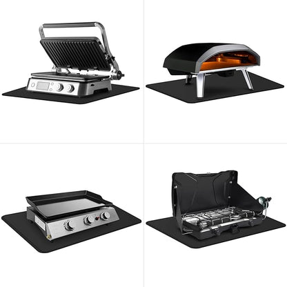 FLASLD Fireproof & Waterproof Under Blackstone Griddle BBQ Mat, Heat Resistant Grill Mats for Outdoor Grill to Protect Your Prep Table and Outdoor Grill Table (Black,24 x 36in)