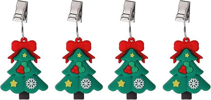 TwoFish Home Set of 4 Xmas Tree Tablecloth Weight Clamps Xmas Tree Style Decoration Tablecloth Weight Clamps Pack of 4