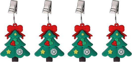 TwoFish Home Set of 4 Xmas Tree Tablecloth Weight Clamps Xmas Tree Style Decoration Tablecloth Weight Clamps Pack of 4