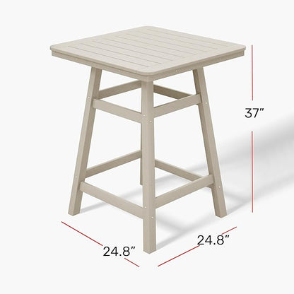 Costaelm Outdoor Bar Table, 37" Counter Height Square Patio Cocktail Bar Table with Umbrella Hole, Patio Bistro Dining Pub Table for Front Porch Deck Backyard Garden, Red