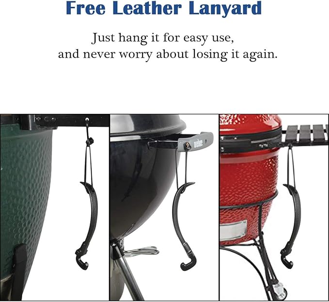 KAMaster Grill Grate Lifter Cast Iron Cooking Grid Lifter Kamado Grill Accessories Compatible with Big Green Egg,Primo Kamado Charcoal Grill Smoker Set for Moving Hot Plate