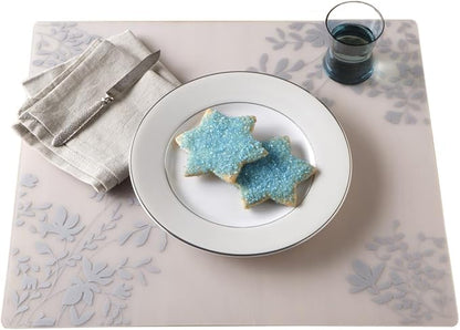 MODERN-TWIST Jardin Print Placemat-100% Plastic Free Silicone Tabletop, Dining, Decoration, Modern Design, Silver