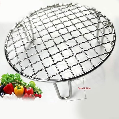 Stainless Steel BBQ Grill Grid with Legs, Round Grid Cooking Net, Even Heating for Outdoor Camping and Home Barbecue(30.5cm)