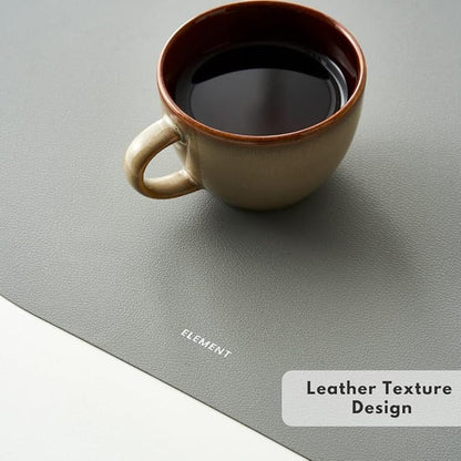 Matt Oval Silicone Placemats Set of 4 with Matching Coasters – Heat Resistant, Waterproof, Easy to Clean Non-Slip Modern Dining Table Mats – Premium Leather Textured Japandi Kitchen Decor