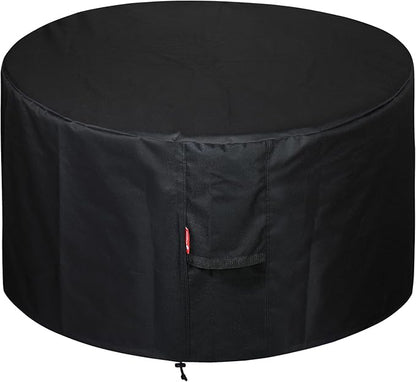 SheeChung Round Gas Fire Pit/Table Cover-Fit 34-38 inch Outdoor Firepit Bowl,600D Heavy Duty Patio Cover,100% Weather Resistant&Waterproof for Backyard,Porch,Deck,Camping,Grill,38”Dia X 22”H