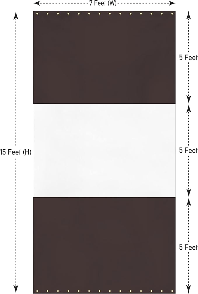 Covers & All Outdoor Clear Panel Curtain, 12 oz Vinyl Outdor Curtains for Patio, Waterproof & Weather Resistant Tarp with Brass Grommets for Pergola, Porch, Gazebos, Balcony (15’H x 7’W feet, Coffee)