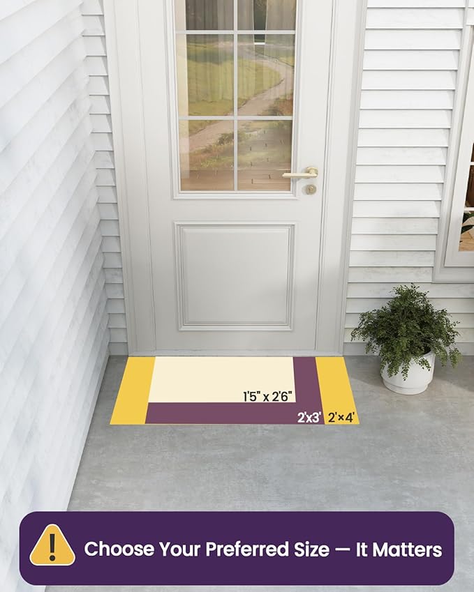 DEXI Front Door Mat Outside Entrance, 2x4 ft Rubber Entry Doormat Heavy Duty, Welcome Mats Non Slip for Inside House Floor Entryway Back Doors Exterior Patio, Diamond Black