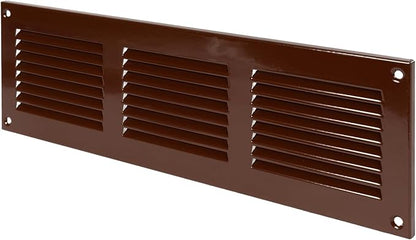 Repa Market 12x4 Inch Air Vent Cover/Brown Galvanized Steel Louvered Grill Cover with Mesh Screen/Wall or Ceiling Vent/Durable Flush Mount HVAC Register for Indoor and Outdoor Ventilation