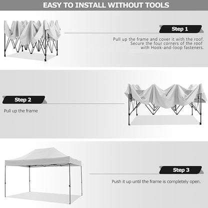 COBIZI 10x15 Pop up Canopy Tent 10x15 Canopy with 4 Sidewalls Waterproof Heavy Duty Commercial Canopy for Parties Outdoor Garden Gazebo Tent, Carry Bag(10x15ft, White)
