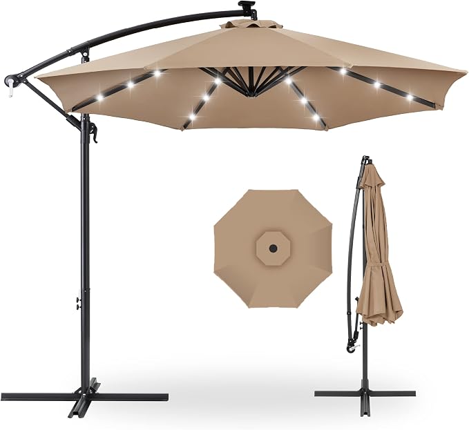 Best Choice Products 10ft Solar LED Offset Cantilever Hanging Market Patio by Unknown