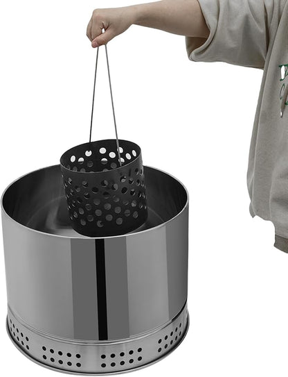 Stainless Steel Smokeless Barbecue Surround Charcoal Grill, 50 Kabob Skewer Portable Charcoal BBQ Charcoal Barrel Smoker with Grilling Accessories Set for Camping, Backyard & Home BBQ INGRILL