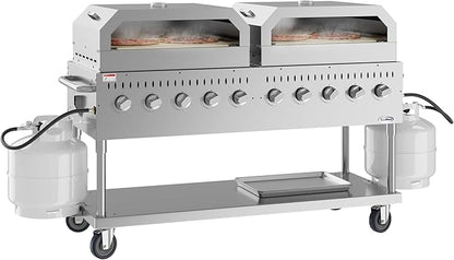 72 in. Commercial Outdoor Propane Gas Grill with Two 36 in. Pizza Ovens in Stainless-Steel, ETL Listed (CGKIT7-P36P36)
