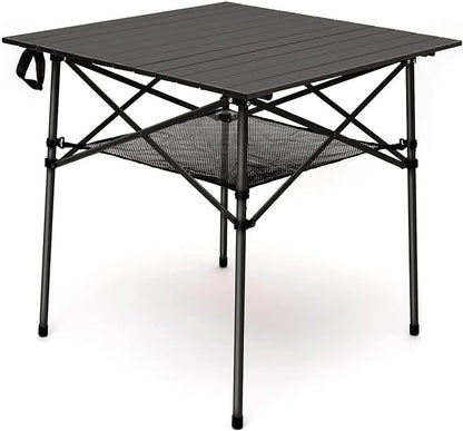 SUNNYFEEL Outdoor Folding Table | Lightweight Compact Aluminum Camping Table, Roll Up Top 4 People Portable Camp Square Tables with Carry Bag for Picnic/Cooking/Beach/Travel/BBQ