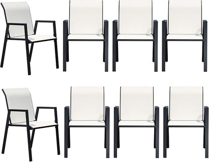 Outdoor Patio Chairs Set of 8, Oyster Beige Stackable Outdoor Chairs, - Image 7