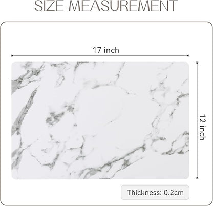 Romanstile Vinyl Placemats Set of 4-12 X 17 Inch - Heat Resistant Place Mats 100% Waterproof Oilproof Wipeable Reversible Faux Leather Table Mats for Kitchen, Dining, Party, Outdoor, Marble