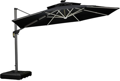 PURPLE LEAF Cantilever Umbrella 12ft Solar LED Light Double Top, Stays bright - Image 9