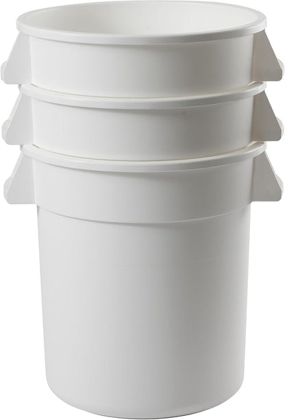 Winco Heavy-Duty Round Waste Container/Trash Can, 10 Gallon, White